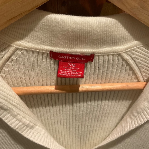 Castro Women’s Ribbed Polo Cream Sweater Size S - Picture 6 of 6